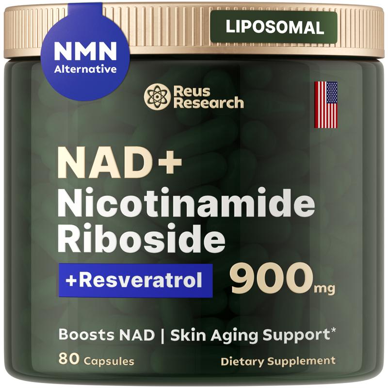 '-Reus Research NR900 – NAD+ Nahrungsergänzungsmittel zur Unterstützung der Hautalterung, für mehr Energie und Konzentration – 80 Stück – Vitamin- und Wellness-Ergänzungsmittel