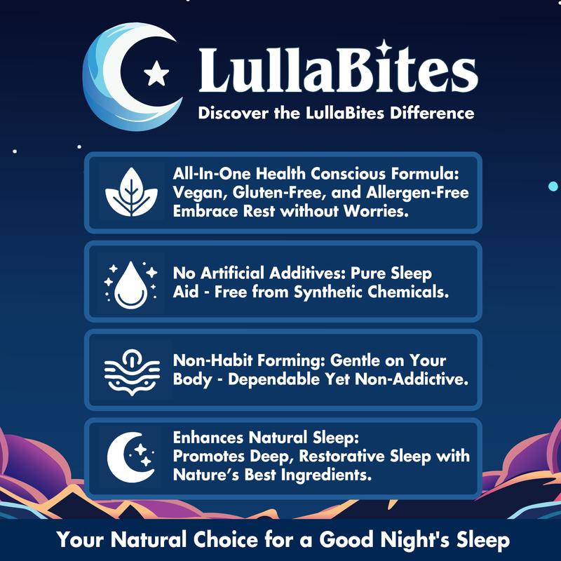 LullaBites Natürliche Schlafgummis – 30 Portionen – Süße Erdbeersterne (melatoninfrei)