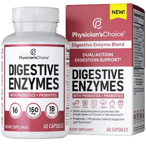 Physician's Choice Verdauungsenzyme mit Probiotika und Präbiotika – Linderung von Beschwerden und Blähungen während der Mahlzeiten – Multi-Unterstützung für Verdauung und Darmgesundheit