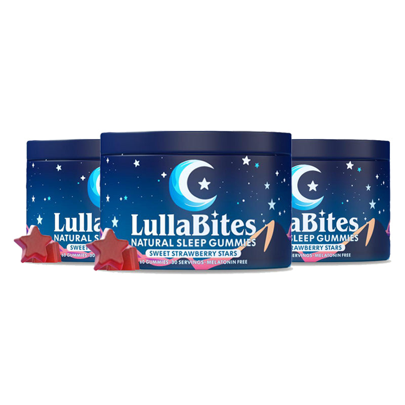 LullaBites Natürliche Schlafgummis – 30 Portionen – Süße Erdbeersterne (melatoninfrei)