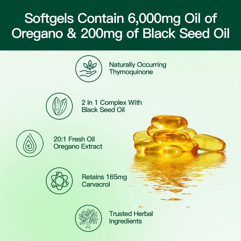 Oreganoöl mit Schwarzkümmelöl (300 Kapseln) | Natürliche Antioxidantien | Nährstoffunterstützung | Hochwirksames pflanzliches Nahrungsergänzungsmittel