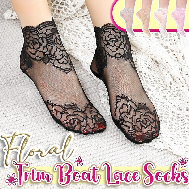 Bootssocken mit floralem Rand